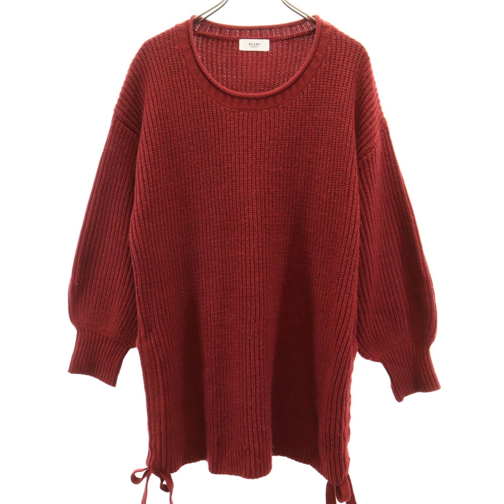 BEAMS HEART ビームスハート ウールブレンド 長袖 ニット チュニック 赤系