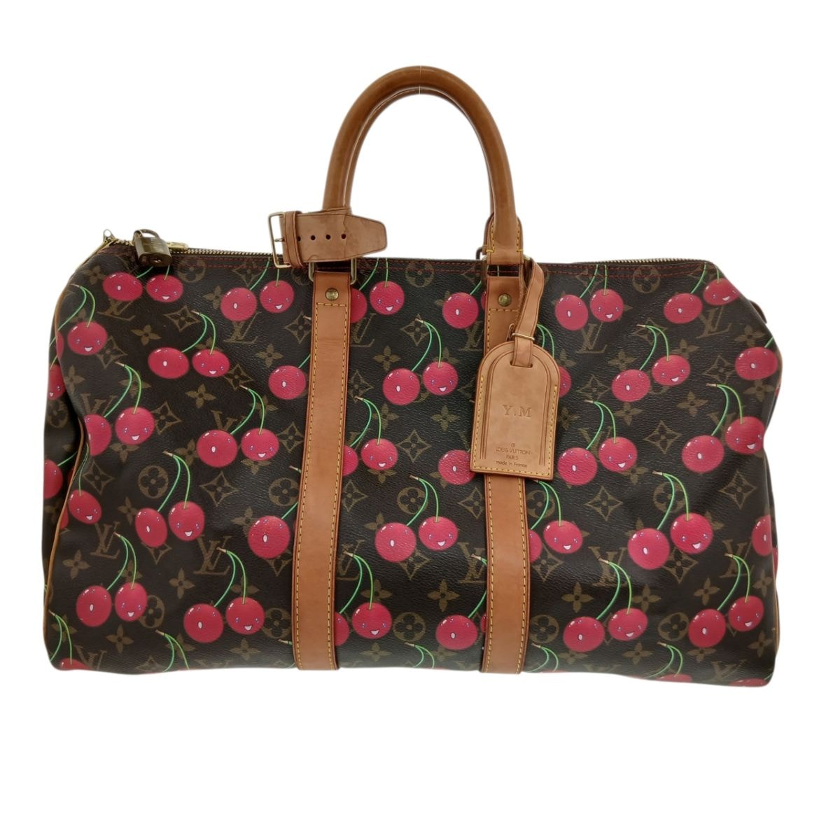 LOUIS VUITTON ルイ・ヴィトン キーポル45 モノグラムチェリー さくらんぼ 村上隆 旅行バッグ トラベルバッグ ボストンバッグ M95011 モノグラム ブラウン  レディース【中古】