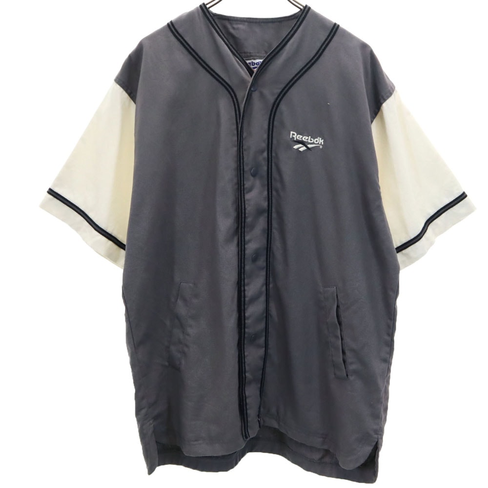 Reebok リーボック 90s オールド 半袖 ベースボール ジャケット M チャコールグレー