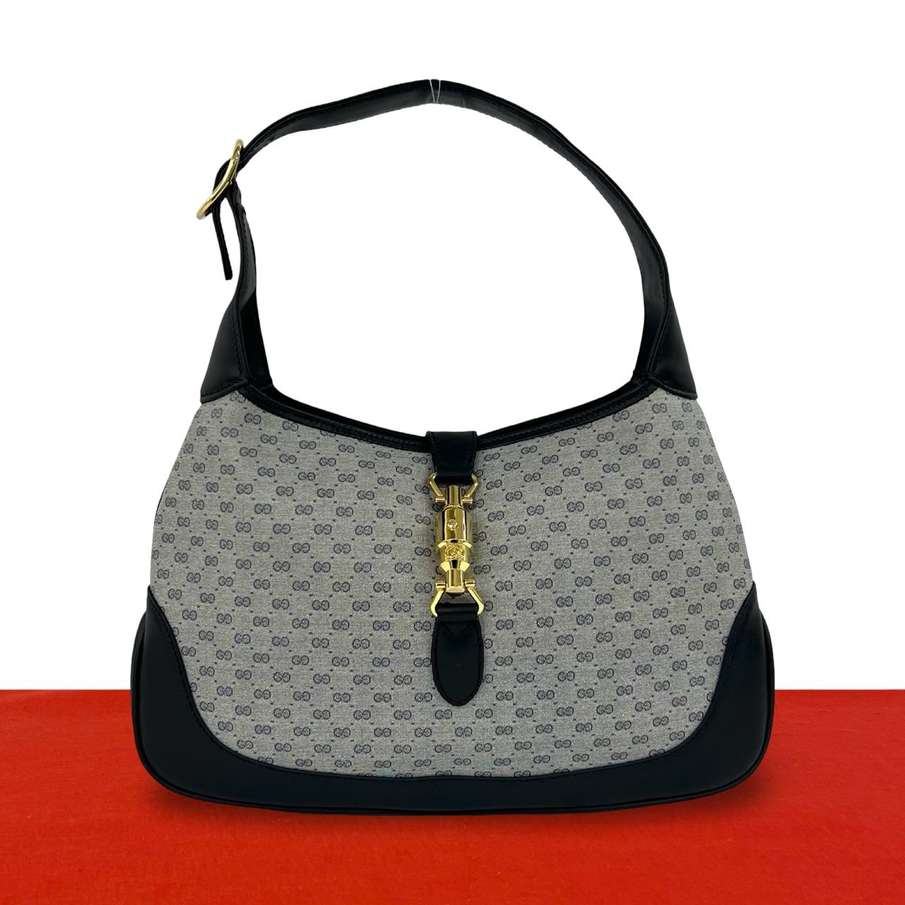 GUCCI グッチ マイクロGG ジャッキー 金具 PVC レザー ショルダーバッグ ネイビー
97603