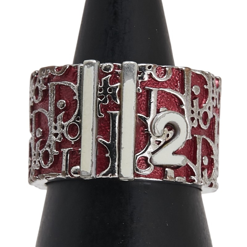ディオール トロッター リング 指輪 #5 シルバー レッド メタル レディース Dior 【中古】