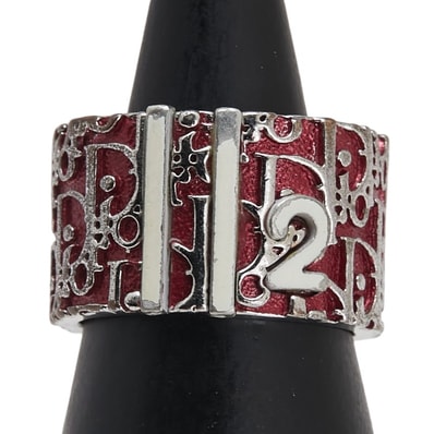 ディオール トロッター リング 指輪 #5 シルバー レッド メタル レディース Dior 【中古】