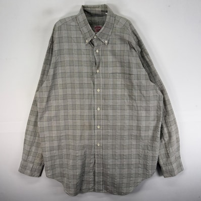古着 ブルックスブラザーズ Brooks Brothers 長袖シャツ ボタンダウン 胸ポケ L グリーン系 チェック メンズ