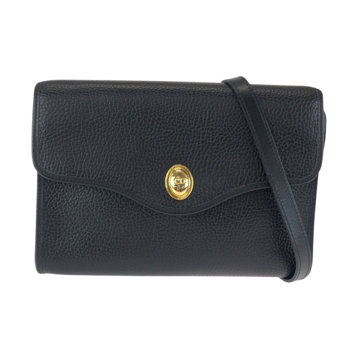 美品 Christian Dior クリスチャンディオール ヴィンテージ ブラック 黒 ゴールド金具 レザー ショルダーバッグ ポシェット 602243 【中古】