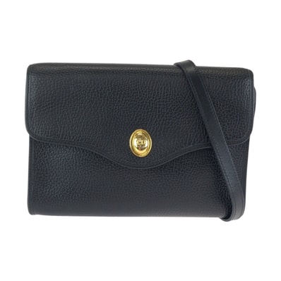 美品 Christian Dior クリスチャンディオール ヴィンテージ ブラック 黒 ゴールド金具 レザー ショルダーバッグ ポシェット 602243 【中古】