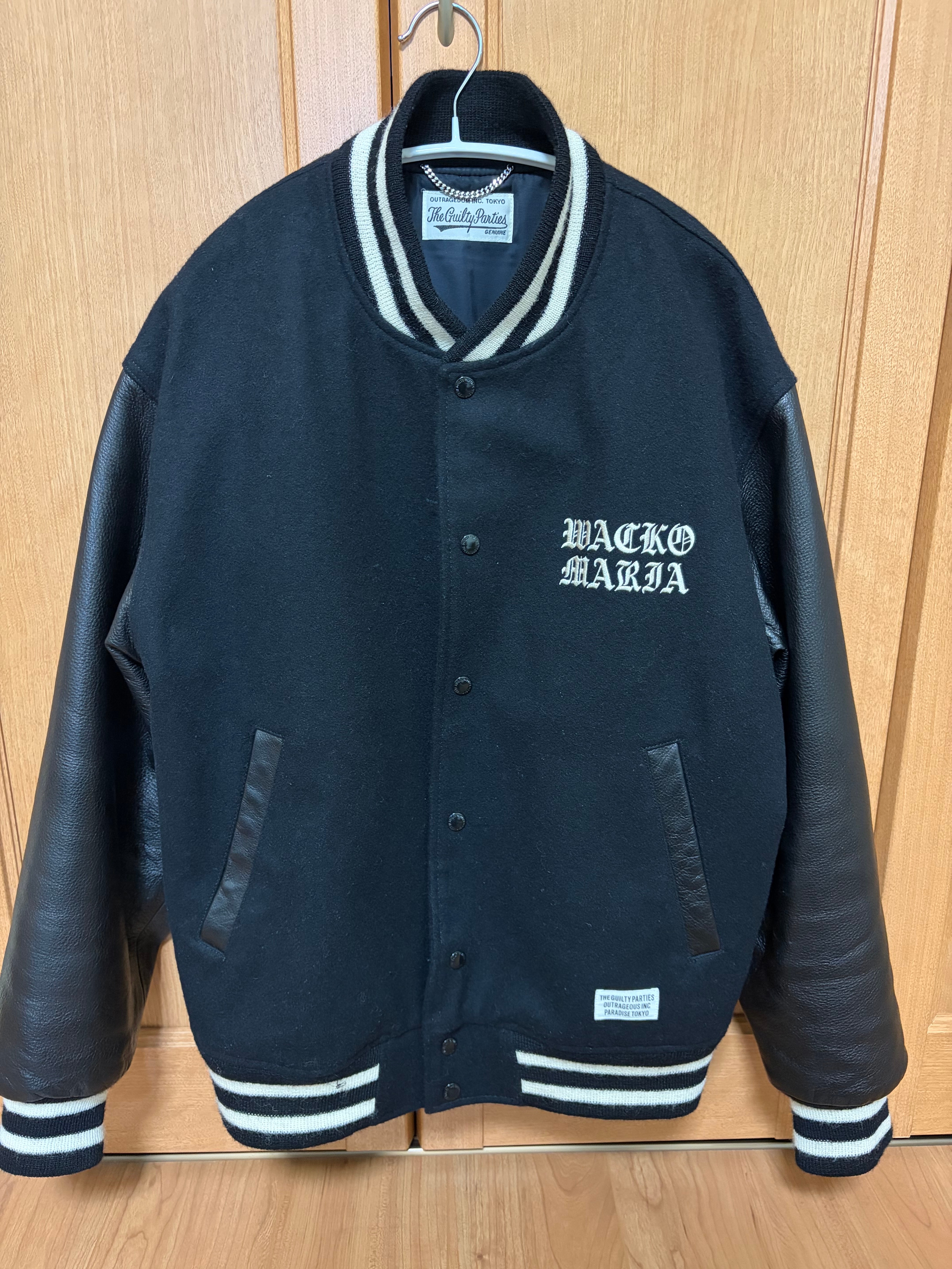 WACKO MARIA Leather Varsity Jacket "Black/Black"