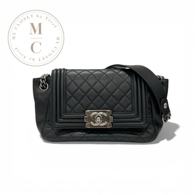 シャネル CHANEL バッグ ショルダーバッグ ブラック シルバー マトラッセ ココマーク ボーイシャネル ラムスキン ガンメタリック金具 チェーンショルダー