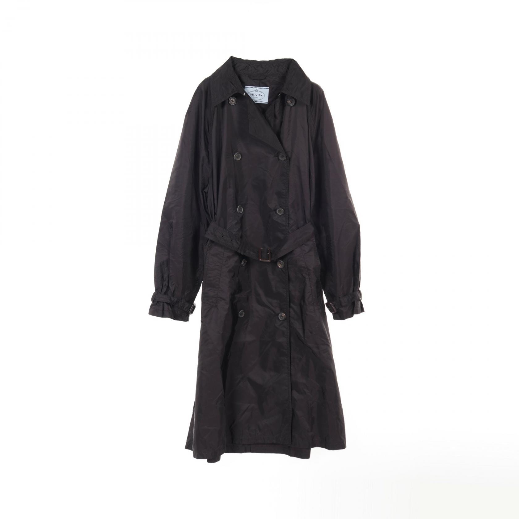 プラダ PRADA RE-NYLON トレンチコート 衣料品 アウター ナイロン レディース ブラック系 【中古】