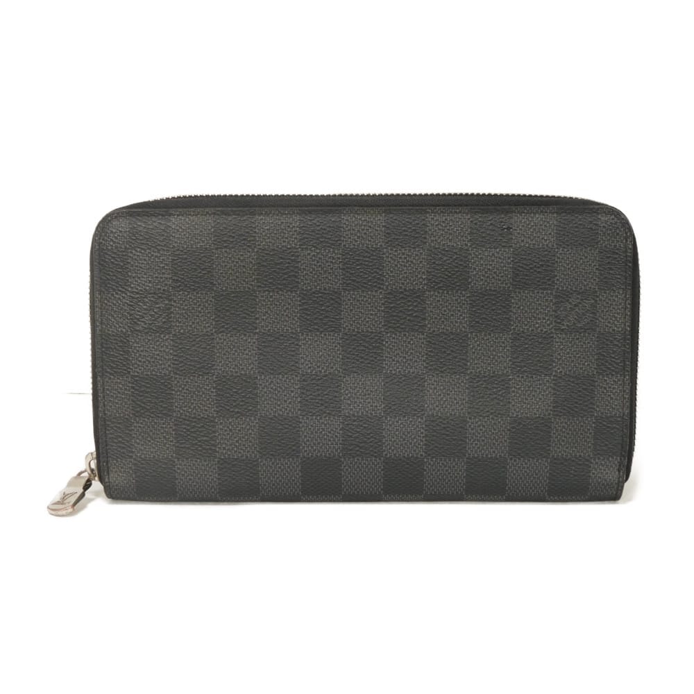 LOUIS VUITTON ルイ・ヴィトン ジッピー オーガナイザー NM 新型 ロゴ ブラック グレー ラウンドファスナー コンパートメント 札入れ カードケース コインケース RFID ICチップ ダミエ グラフィット ノワール 長財布 N60111