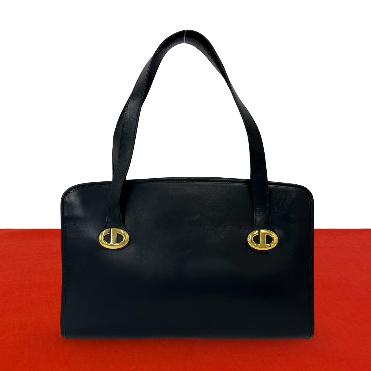 Christian Dior ディオール CD ロゴ 金具 レザー ハンドバッグ ブラック
103-9