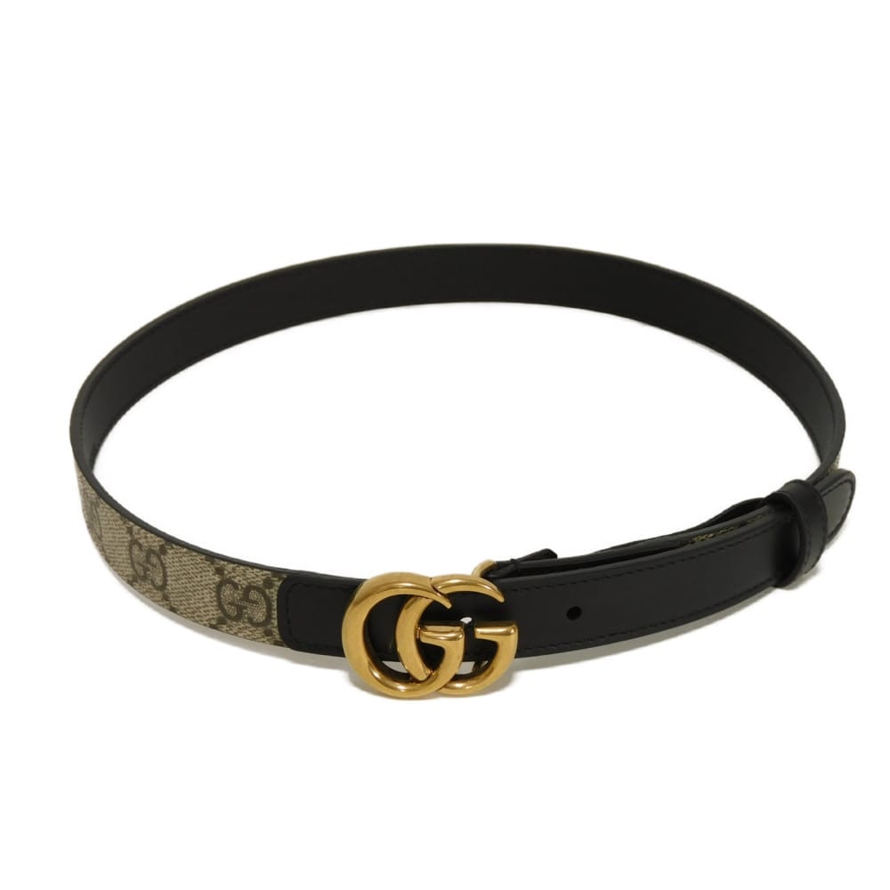 GUCCI グッチ GGマーモント スリム 20MM ダブルG エボニー ブラック 65/26 未使用 GGスプリーム ベージュ ベルト 409417 92TLC 9769