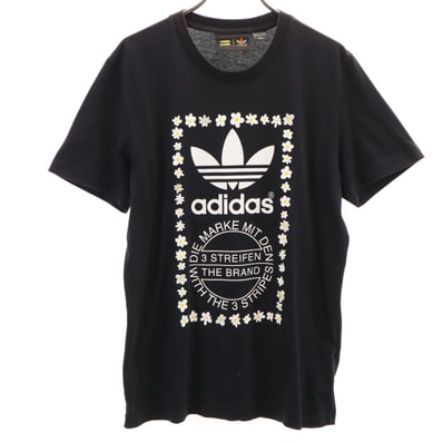 adidas Originals アディダスオリジナルス PHARRELL WILLIAMS ファレル・ウィリアムス コラボ トレフォイルロゴ 半袖 Tシャツ L ブラック