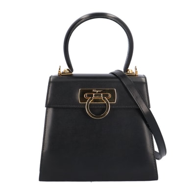 サルヴァトーレフェラガモ ガンチーニ ショルダーバッグ レザー 212193 ブラック レディース Salvatore Ferragamo 中古