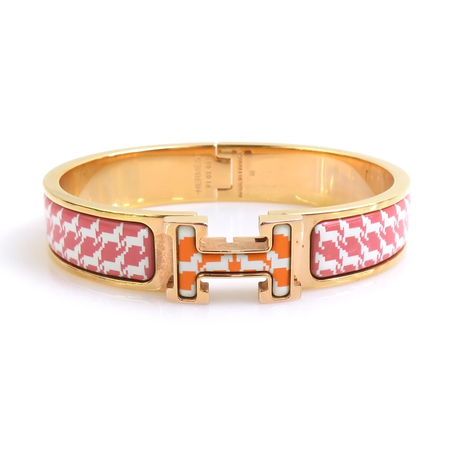 エルメス HERMES ブレスレット バングル クリックH メタル/エナメル オレンジ系 ゴールド レディース【中古】 r11387k
