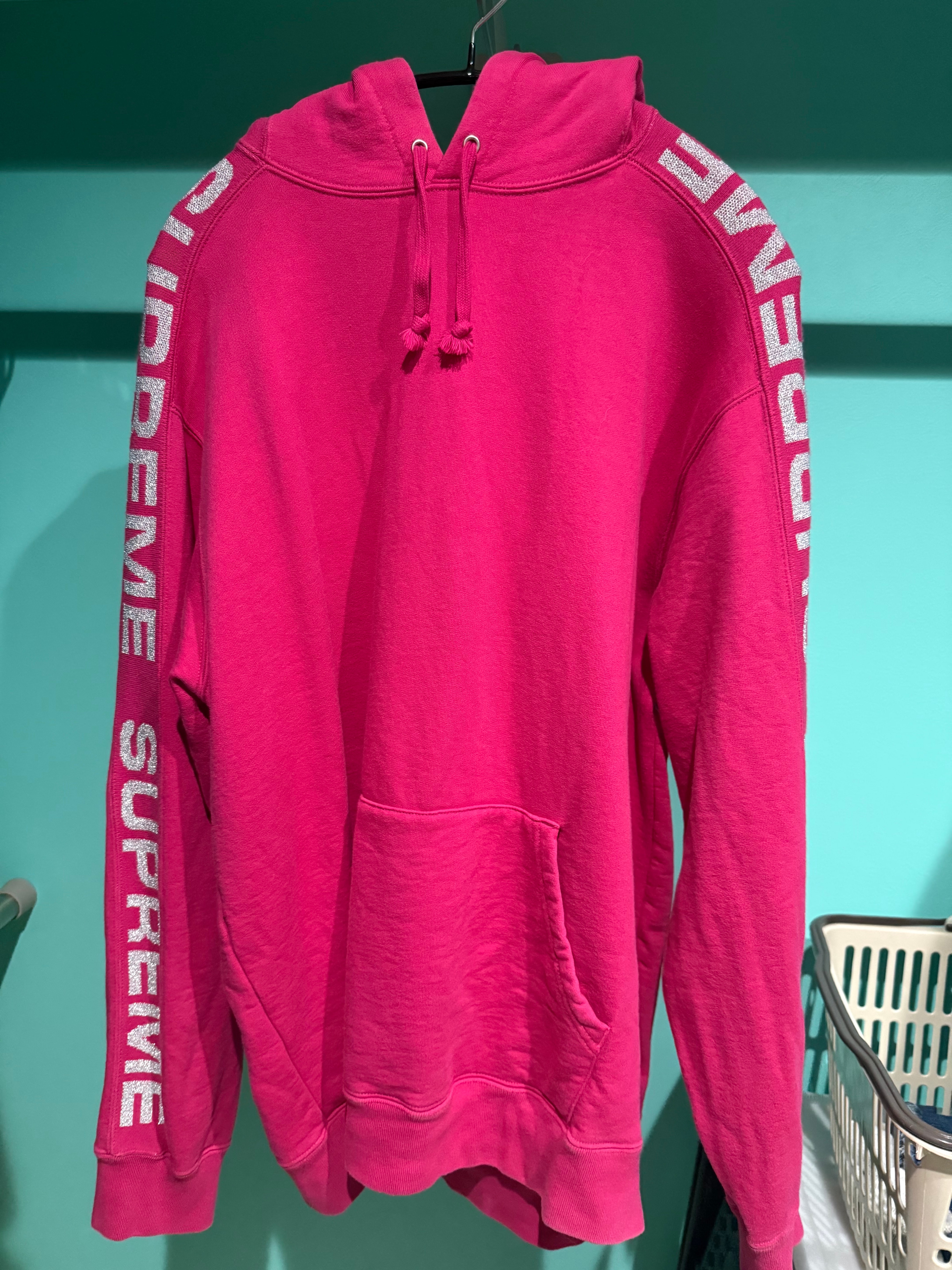 Supreme Metallic Rib Hooded Sweatshirt "Fuchsia"
