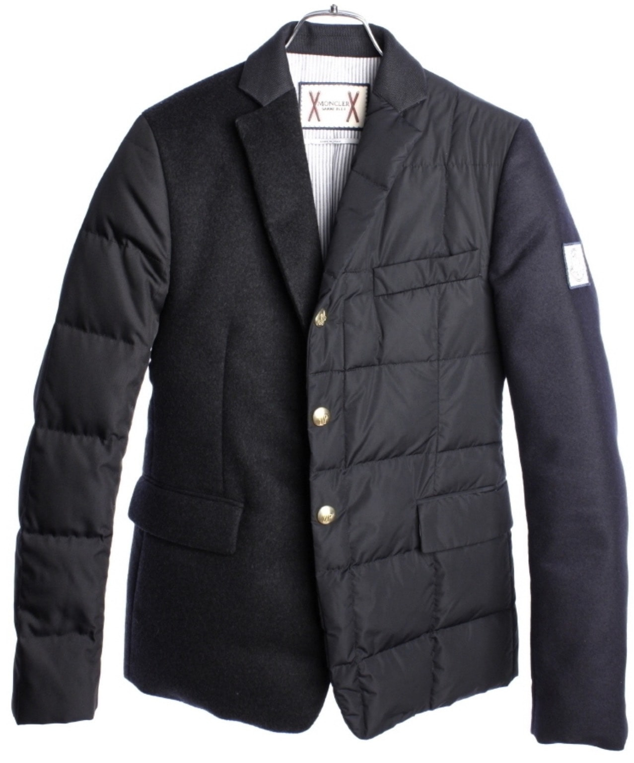 モンクレールガムブルー クレイジーパターン テーラード ダウン ジャケット