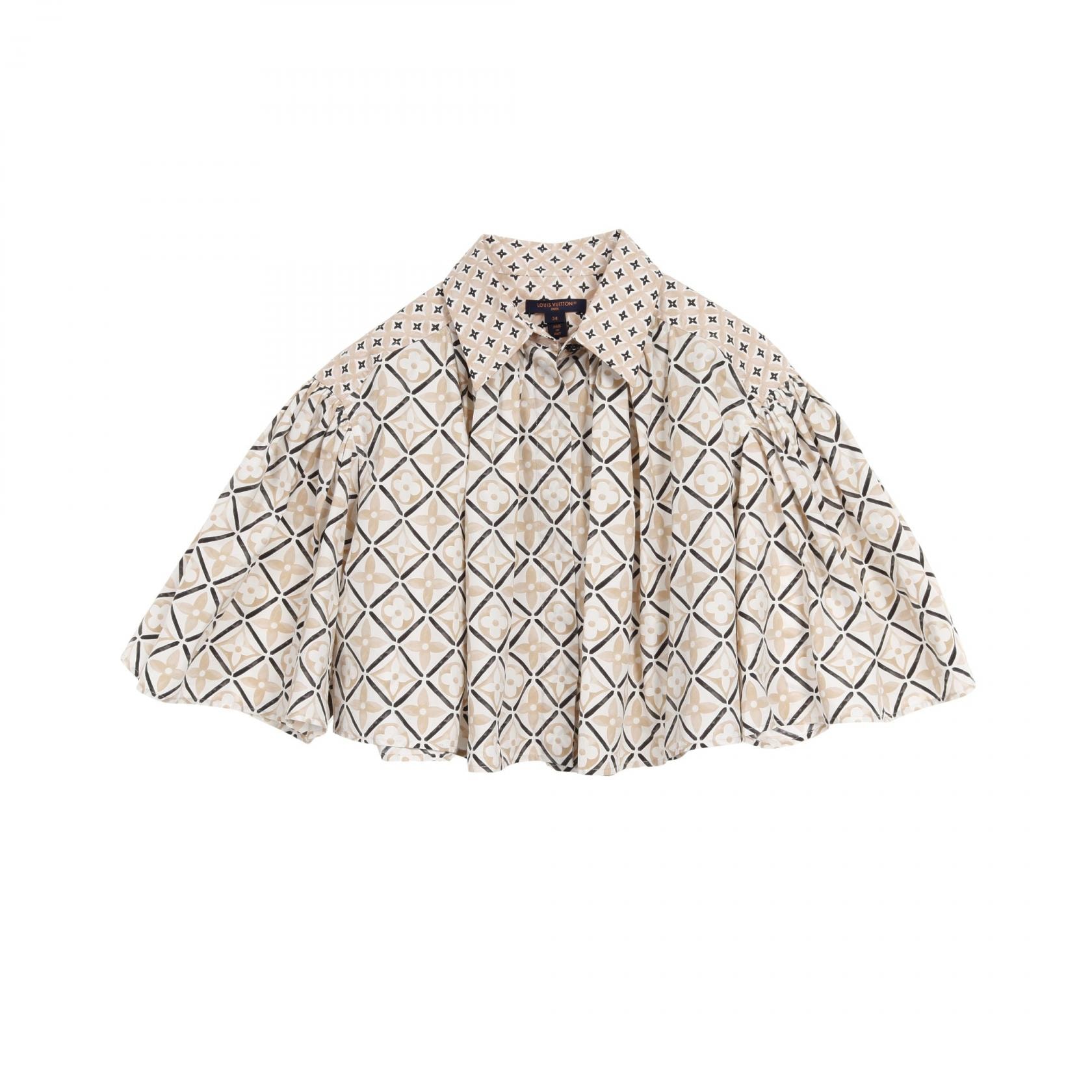ルイ・ヴィトン LOUIS VUITTON モノグラム バイザプール ブラウス 衣料品 トップス コットン ベージュ レディース ホワイト系 / ベージュ系 / ブラック系 【中古】