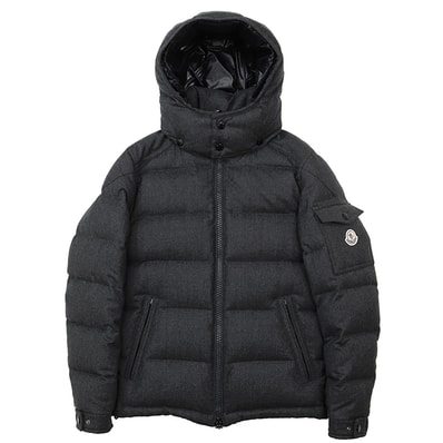 【美品】MONCLER モンクレール モンジュネーブル ダウンジャケット サイズ 0 メンズ ロゴワッペン フーデッドダウン フード取り外し可能 アウター グレー 灰色 ルーマニア製