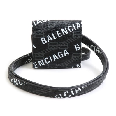 バレンシアガ BALENCIAGA イヤフォンケース Air Podsケース レザー ブラック ユニセックス 702589【中古】 56582k