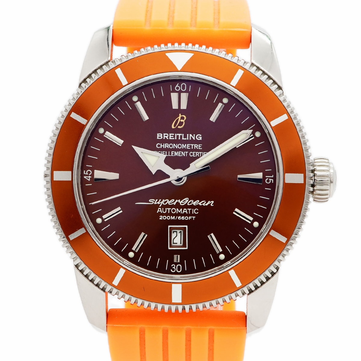 【6wda0001】ブライトリング スーパーオーシャン A17320 オレンジ文字盤【中古】腕時計 メンズ