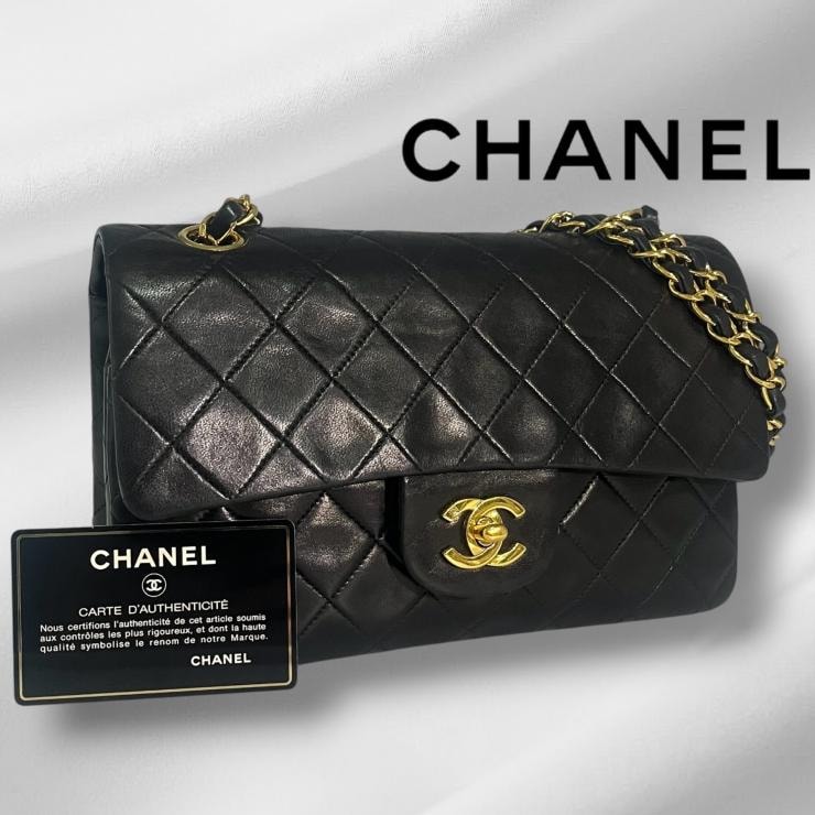 CHANEL シャネル マトラッセ23 Wフラップ Wチェーンショルダーバッグ ラムスキン ゴールド金具 2番台 ヴィンテージ ★ギャラ付★