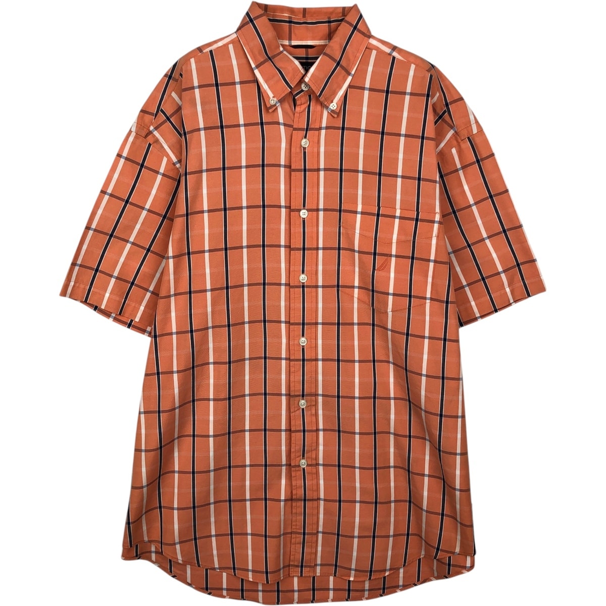 古着 ノーティカ NAUTICA 80'S TWO-PLY COTTON 半袖 ボタンダウン チェックシャツ メンズL相当/eaa634347