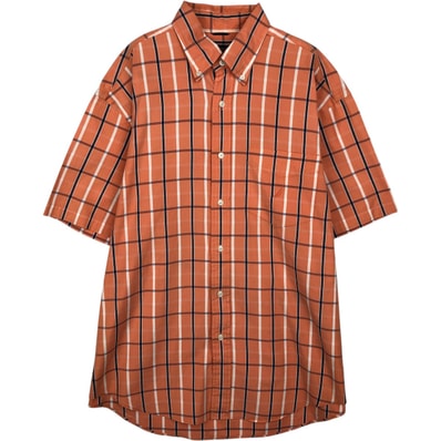 古着 ノーティカ NAUTICA 80'S TWO-PLY COTTON 半袖 ボタンダウン チェックシャツ メンズL相当/eaa634347