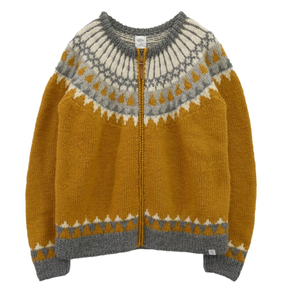 BEDWIN & THE HEARTBREAKERS ベドウィンアンドザハートブレイカーズ カーディガン 22AW ZIP UP NORDIC CARDIGAN ジップアップ ノルディック カーディガン イエロー系 グレー系 4【中古】