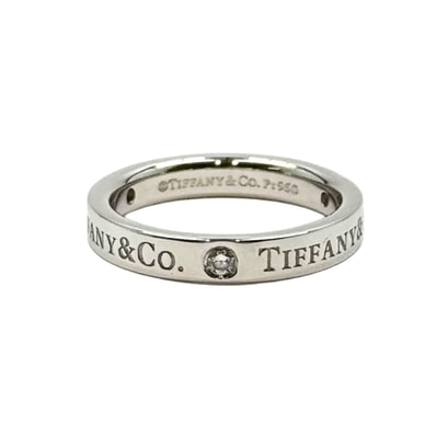 美品 TIFFANY&Co. ティファニー フラットバンドリング 3Pダイヤ シルバー Pt950プラチナ ダイヤモンド/ リング 指輪 アクセサリー ジュエリー 6.5号 Y1-00008 【中古】