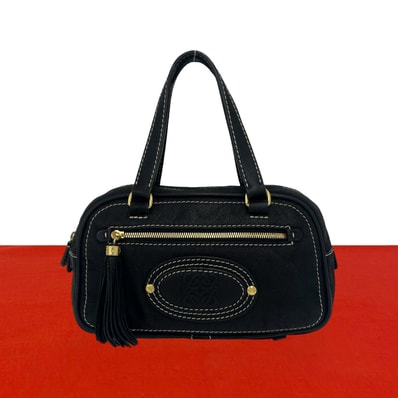 LOEWE ロエベ アナグラム フリンジ レザー ハンドバッグ ブラック
33753