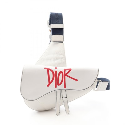 ディオール Dior サドル ウエストバッグ ボディバッグ バッグ レザー レディース ホワイト系 / ネイビー系 / レッド系 【中古】