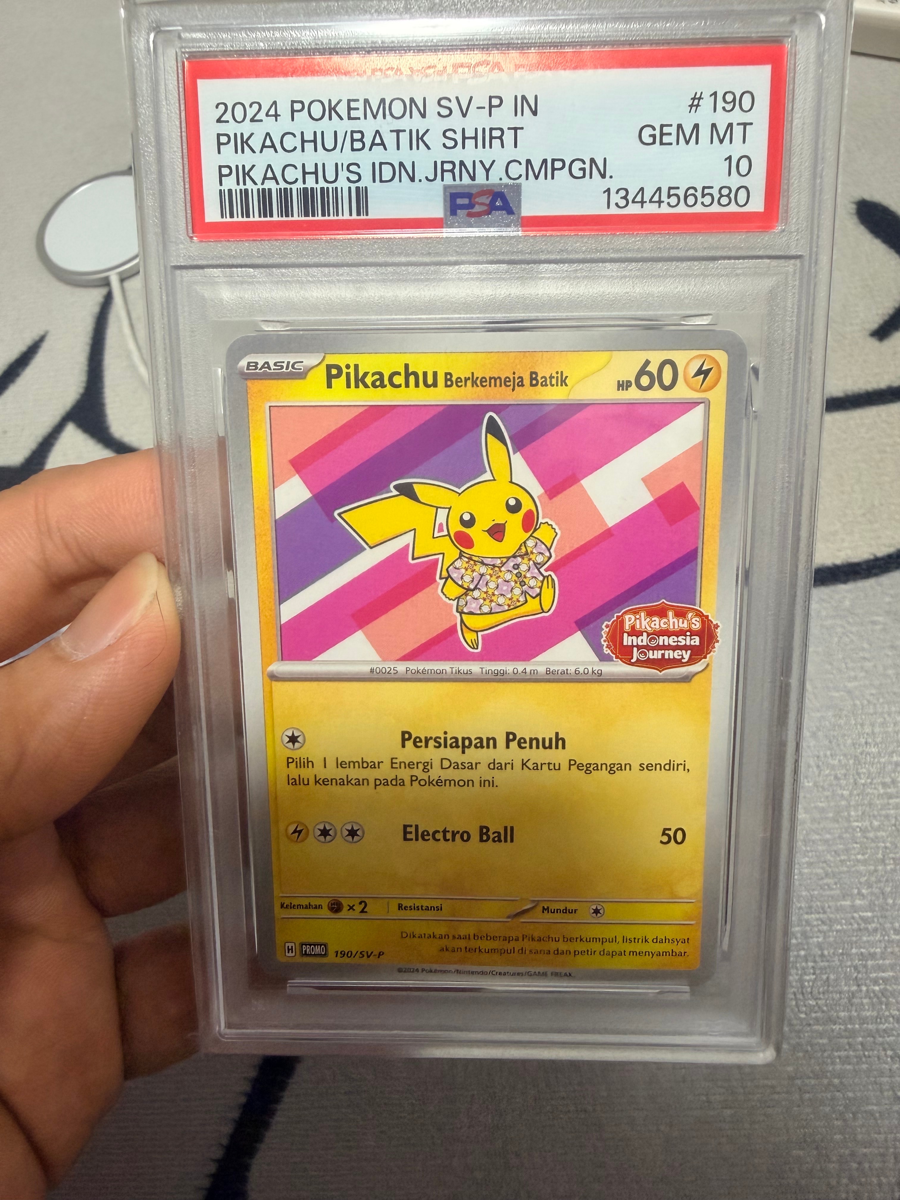 2024 ピカチュウ バティックシャツ #190 Gem Mint 10 PSA 10 Pikachu/Batik Shirt 2024 Pokemon SV-P IN #190 Pikachu's IDN