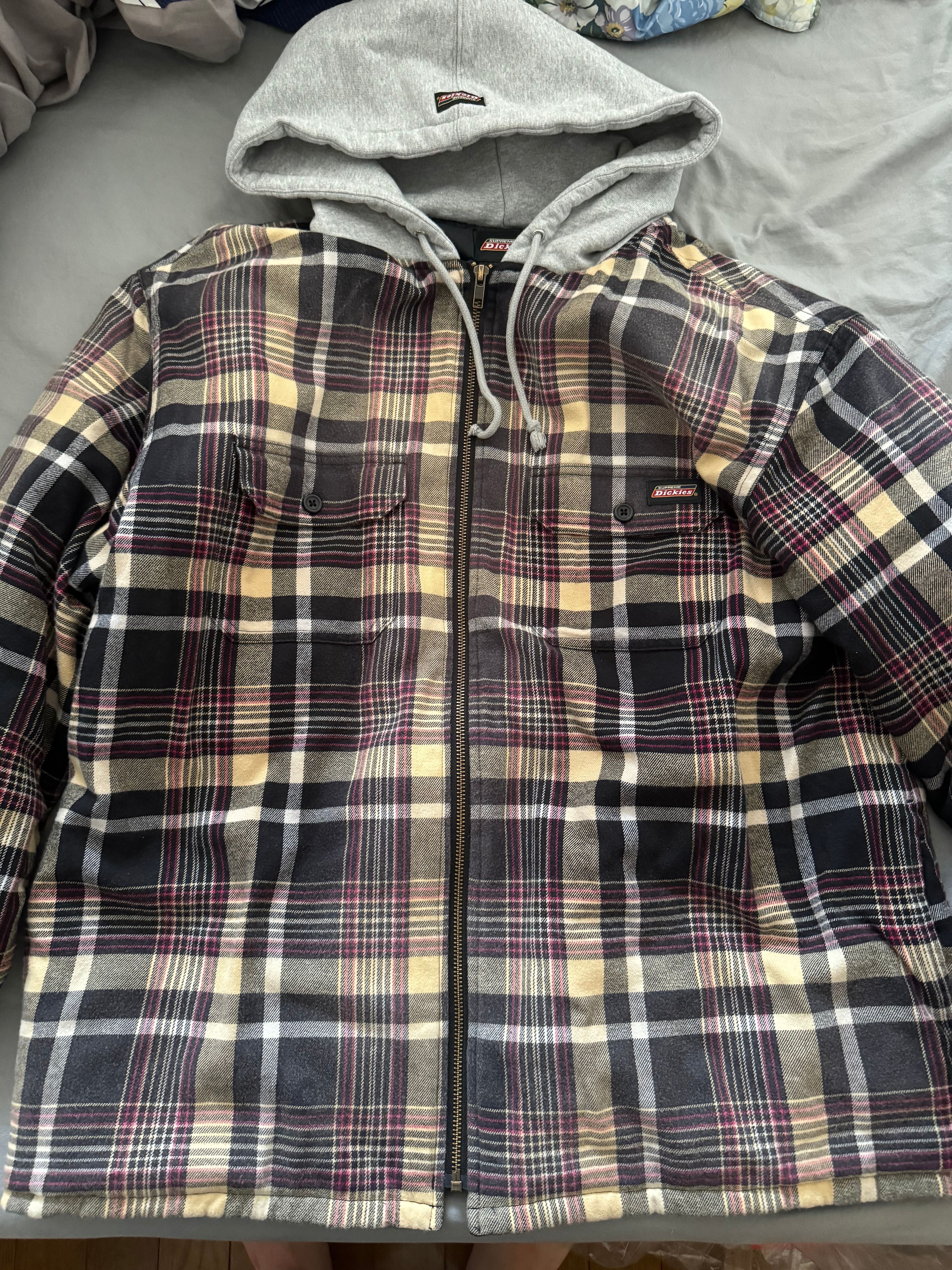 Supreme x Dickies Plaid Hooded Zip Up Shirt "Black"