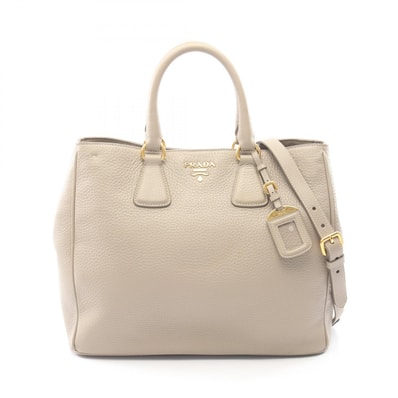 プラダ PRADA VIT.DAINO 2WAY トートバッグ バッグ レザー レディース ベージュ系 【中古】