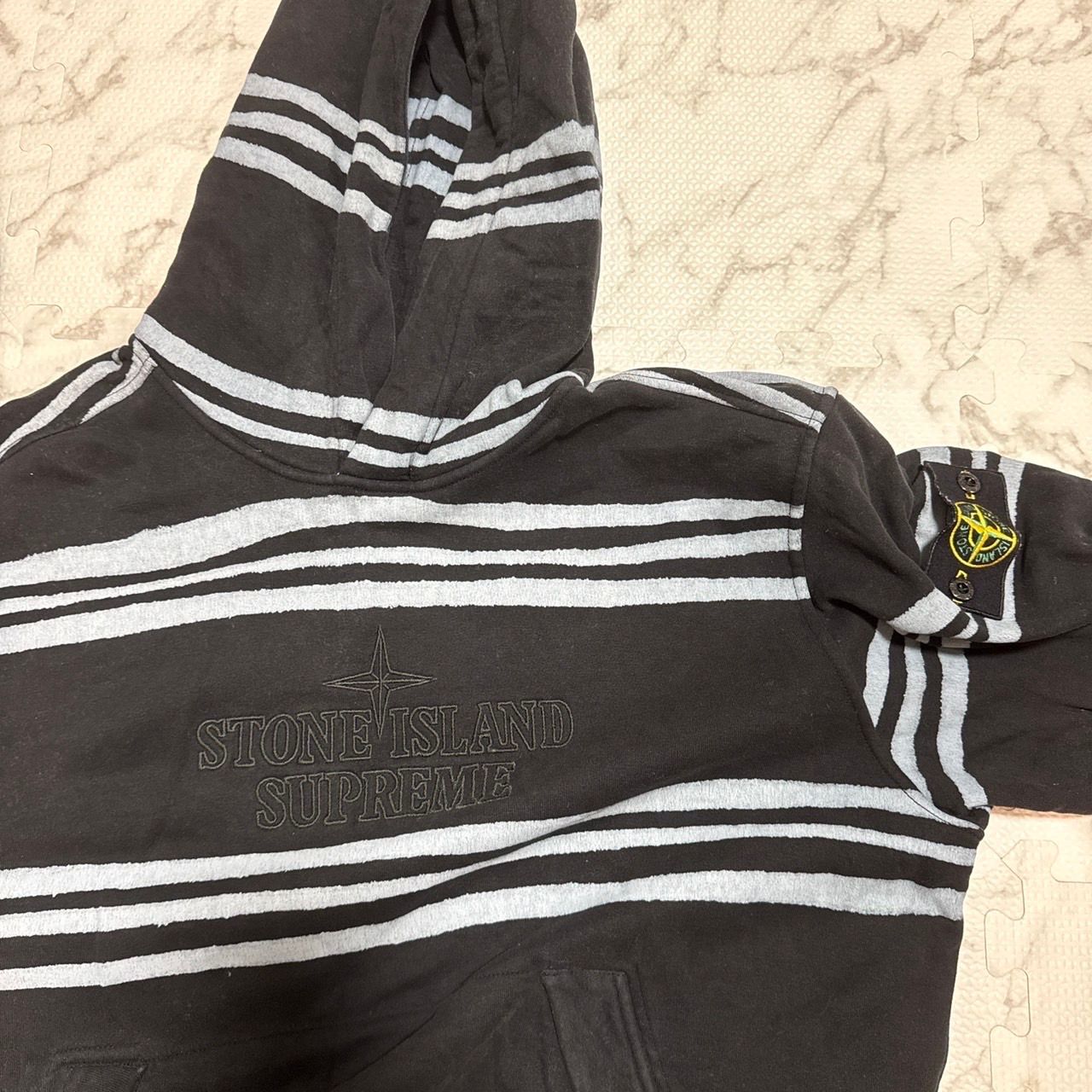 Supreme / Stone Island Warp Stripe Hooded Sweatshirt "Black"