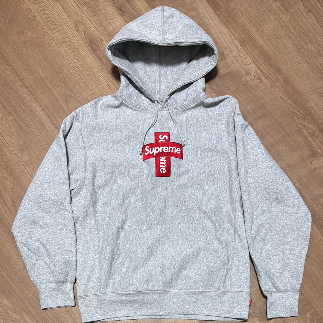 Supreme Cross Box Logo Hooded Sweatshirt "Grey"