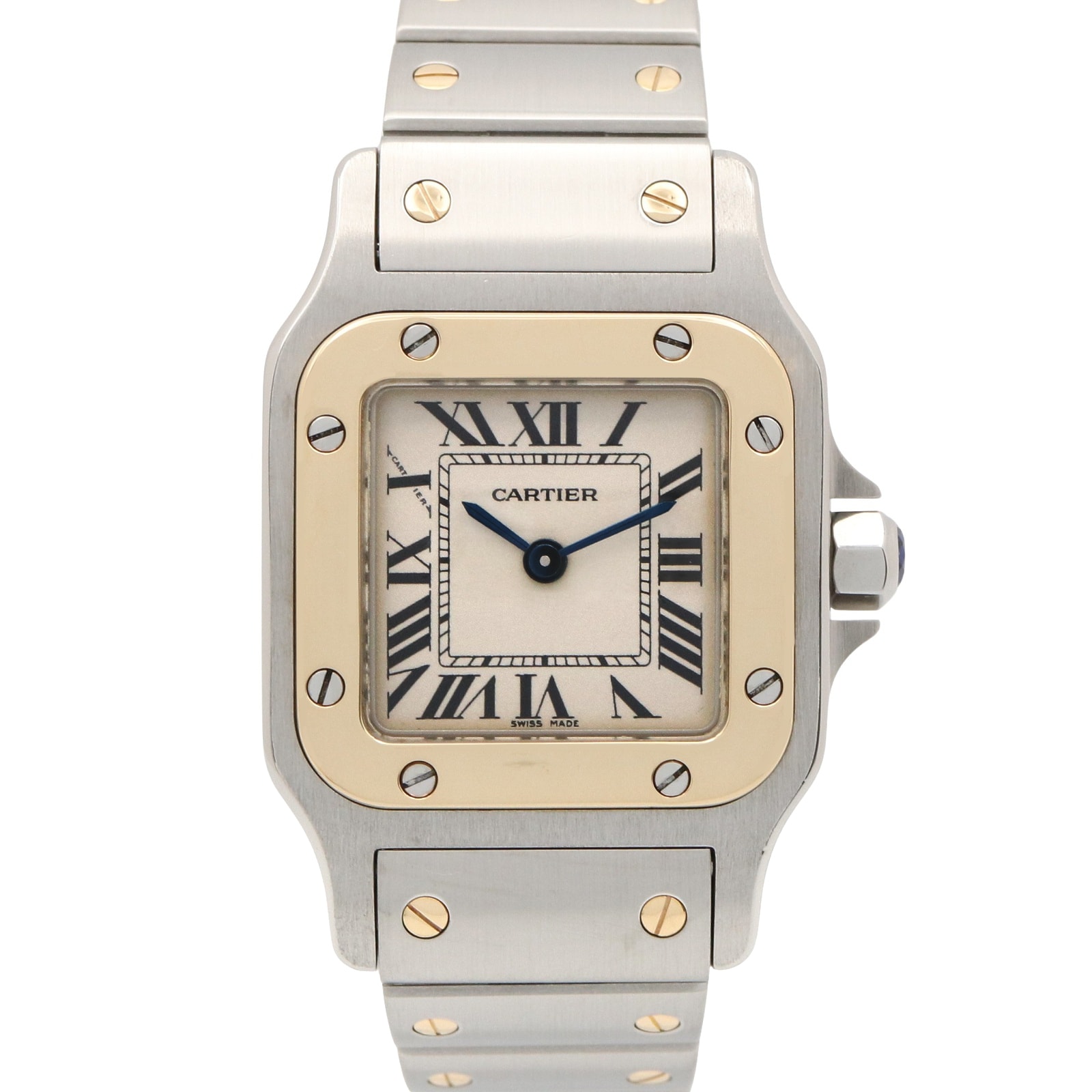 カルティエ CARTIER サントス ガルベ SM 腕時計 時計 K18(イエローゴールド) ステンレススチール レディース アイボリー系 W20012C4 【中古】
