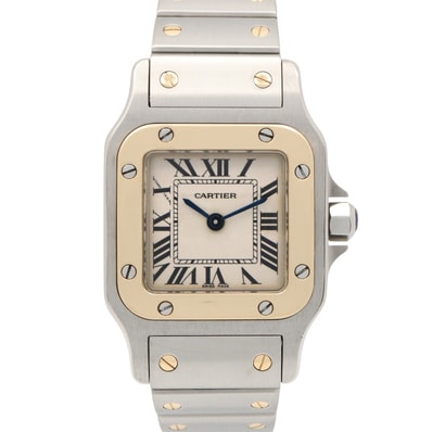 カルティエ CARTIER サントス ガルベ SM 腕時計 時計 K18(イエローゴールド) ステンレススチール レディース アイボリー系 W20012C4 【中古】