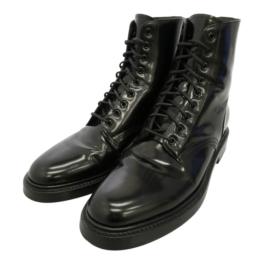 CELINE セリーヌ 791546 レースアップ コンバット レザー ブーツ ブラック系 41【中古】