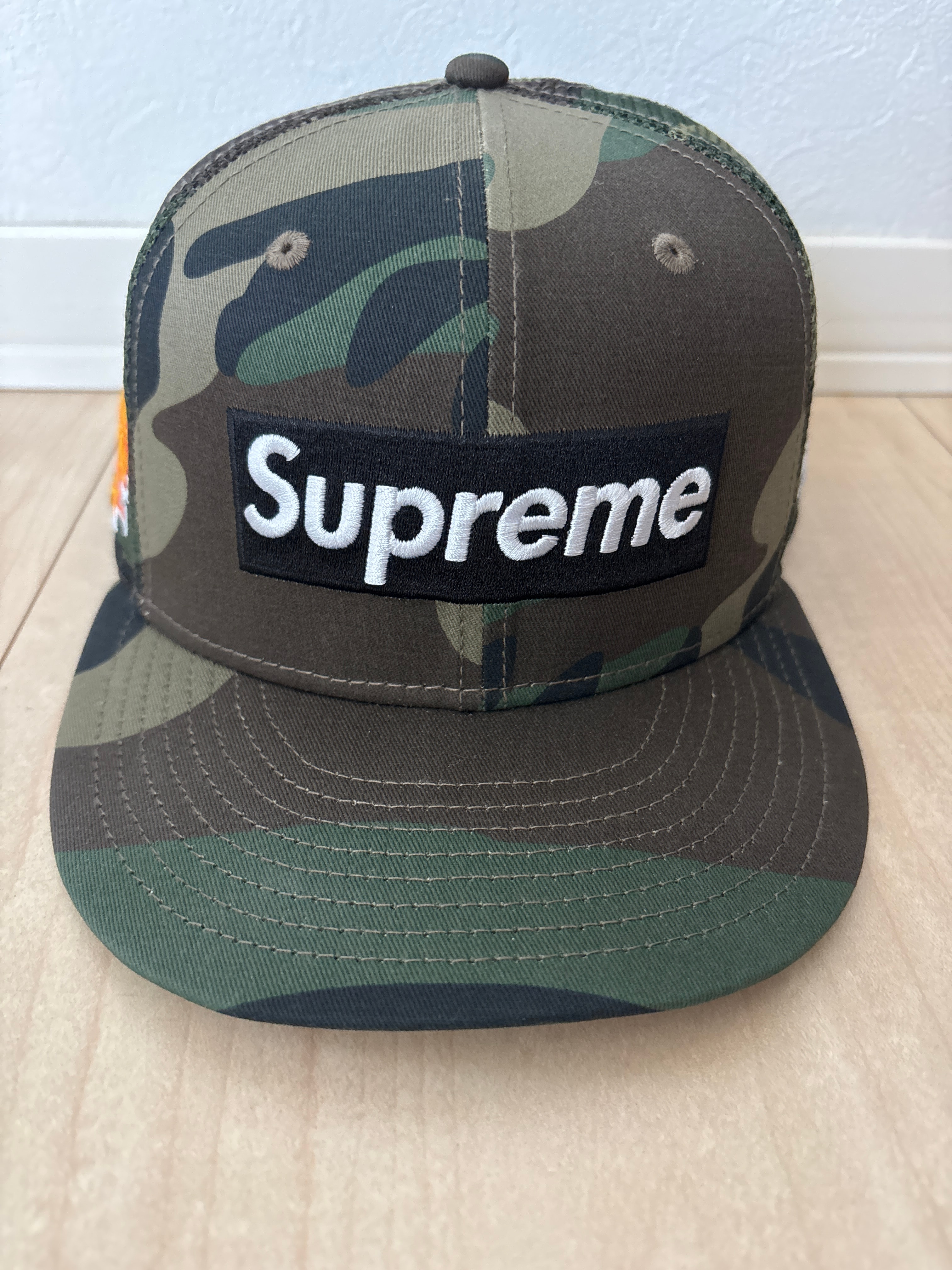 Supreme Box Logo Mesh Back New Era "Woodland Camo" (24SS)