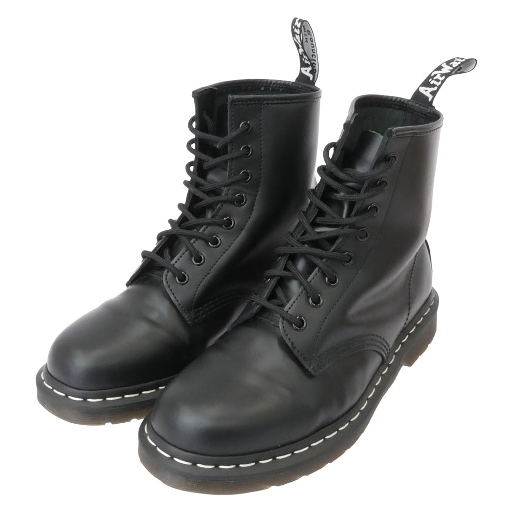 Dr.Martens ドクターマーチン ブーツ 1460 WS 24758001 WHITE WELT STITCH BLACK SMOOTH 8ホール ホワイトステッチ レザー ブーツ ブラック系 9【中古】
