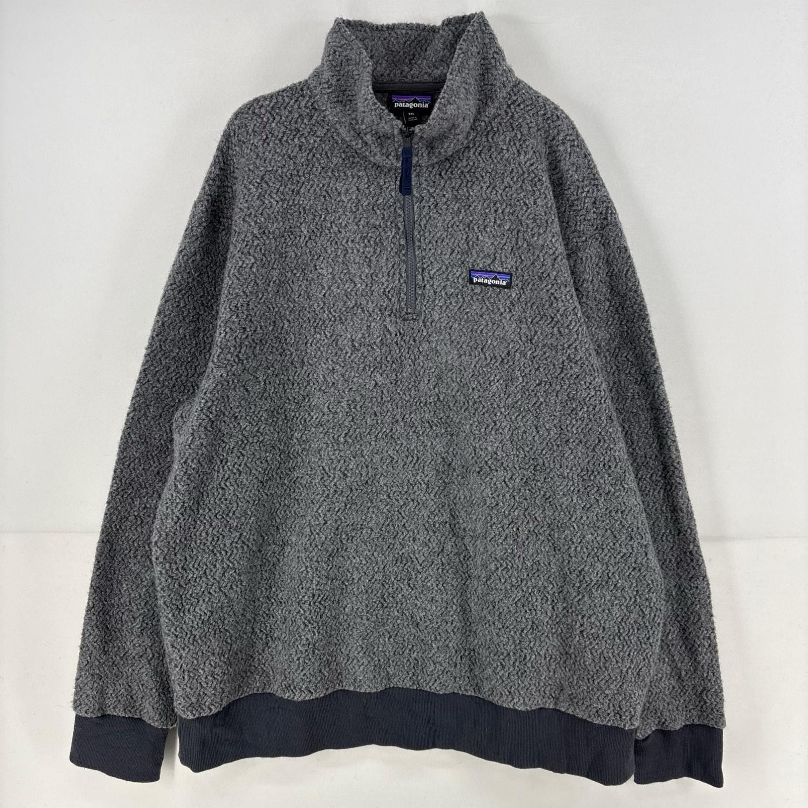 古着 パタゴニア patagonia ニット ハーフジップ ワンポイントロゴ セーター トレーナー ウール フリース 2XL  グレー系 メンズ