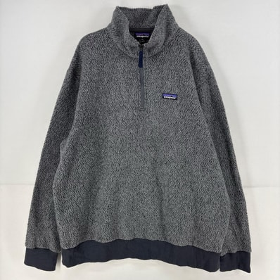 古着 パタゴニア patagonia ニット ハーフジップ ワンポイントロゴ セーター トレーナー ウール フリース 2XL グレー系 メンズ