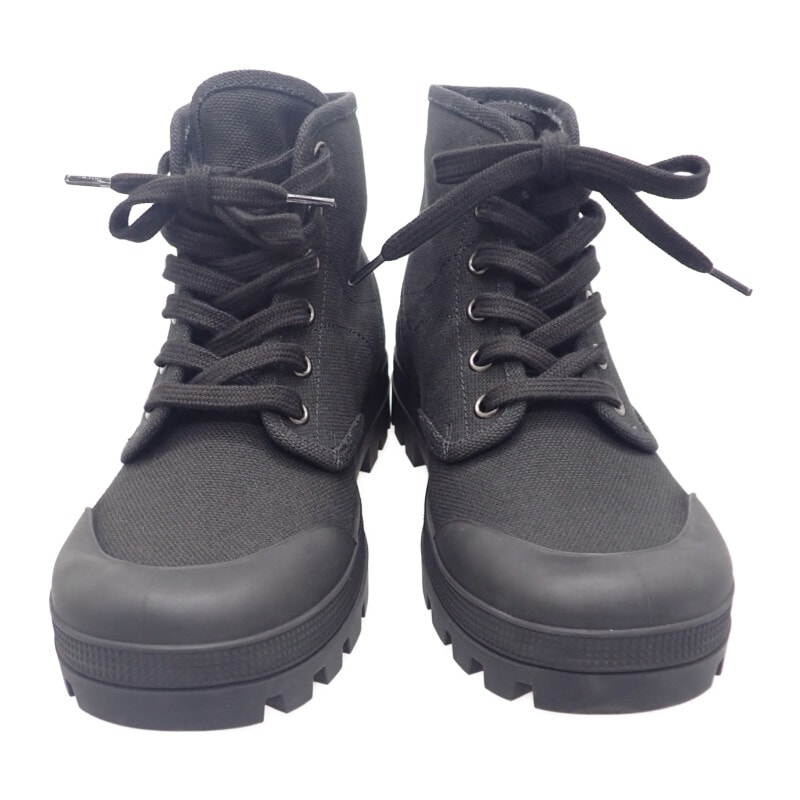 セリーヌ CELINE パタパンレースアップ ハイカット 343142198C.38NO スニーカー キャンバス レザー ブラック 35 レディース【中古】【Aランク】