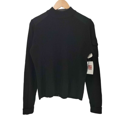 ショルダーパッチ モックネック リブニットセーター【1141916415836】