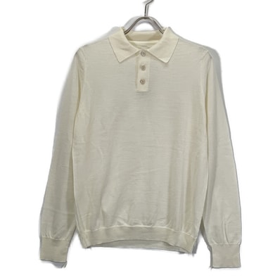 メゾンマルジェラ S51GL0052 24年 ホワイト ウール100 ニットロングスリーブポロシャツ S