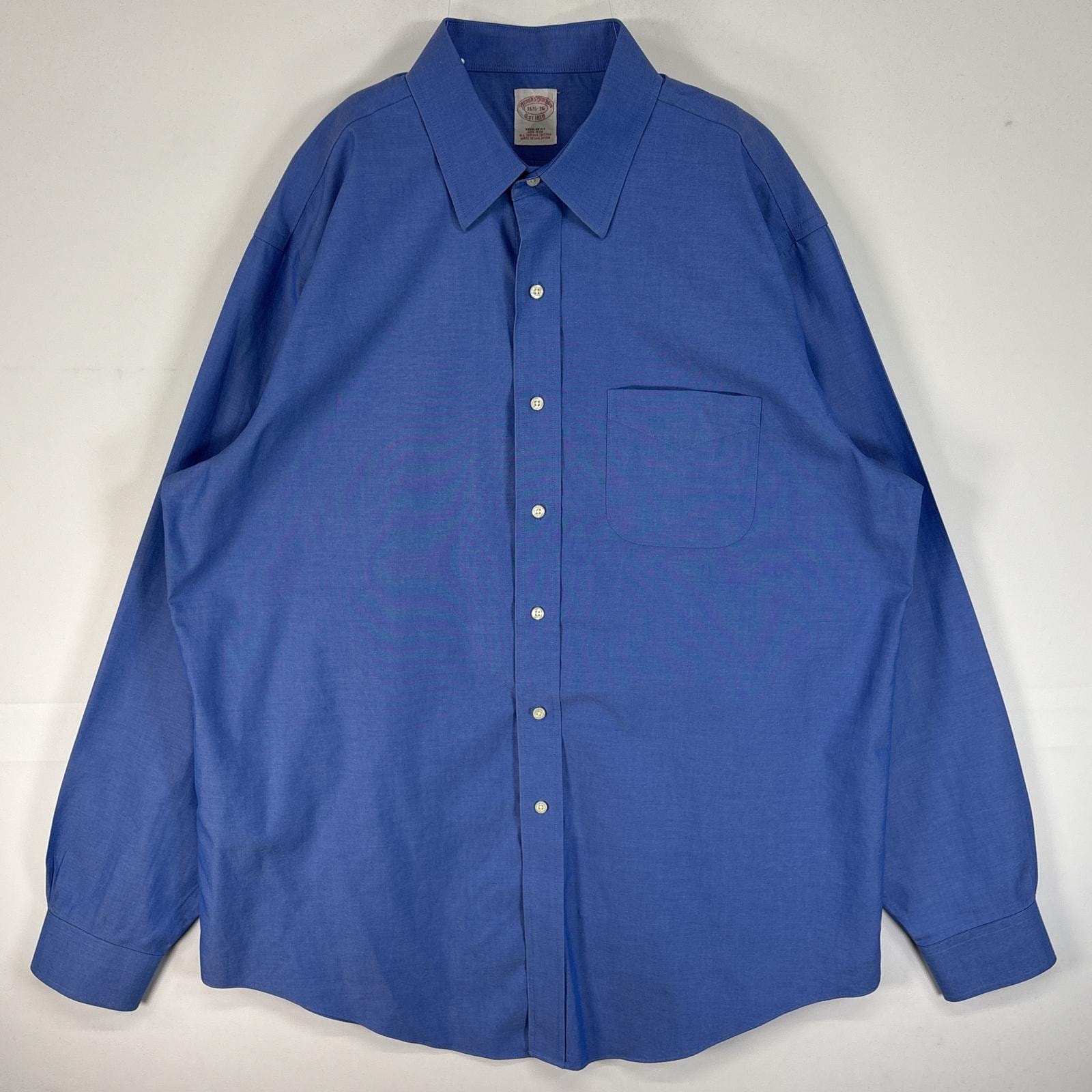 古着 ブルックスブラザーズ Brooks Brothers 長袖シャツ オックスフォード 胸ポケ REGULAR FIT 16 1/2-36 L-XL ブルー 無地 メンズ