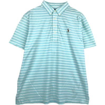 古着 ラルフローレン Ralph Lauren KNIT OXFORD 半袖 ボーダー ボタンダウン ポロシャツ メンズXL相当/eaa643531