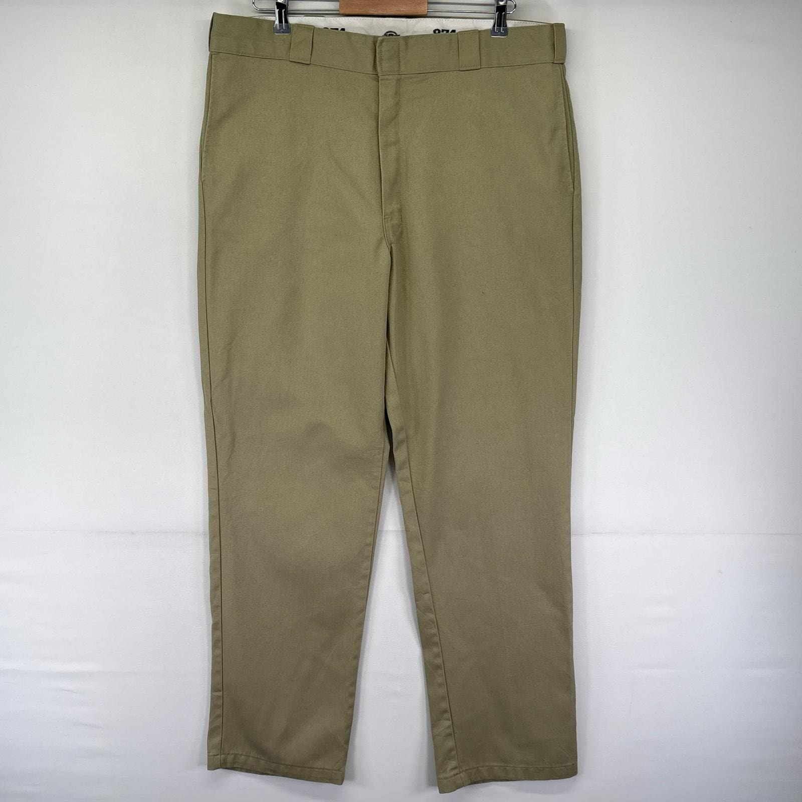 古着 ディッキーズ Dickies パンツ チノパン ジッパーフライ ストレート 874 センタープレス W38 L34  ベージュ系 メンズ