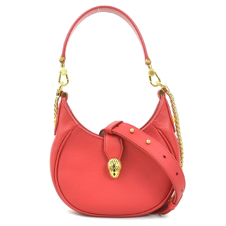 ブルガリ BVLGARI ハンドバッグ ショルダーバッグ セルペンティ レザー レッド レディース【中古】 56070a